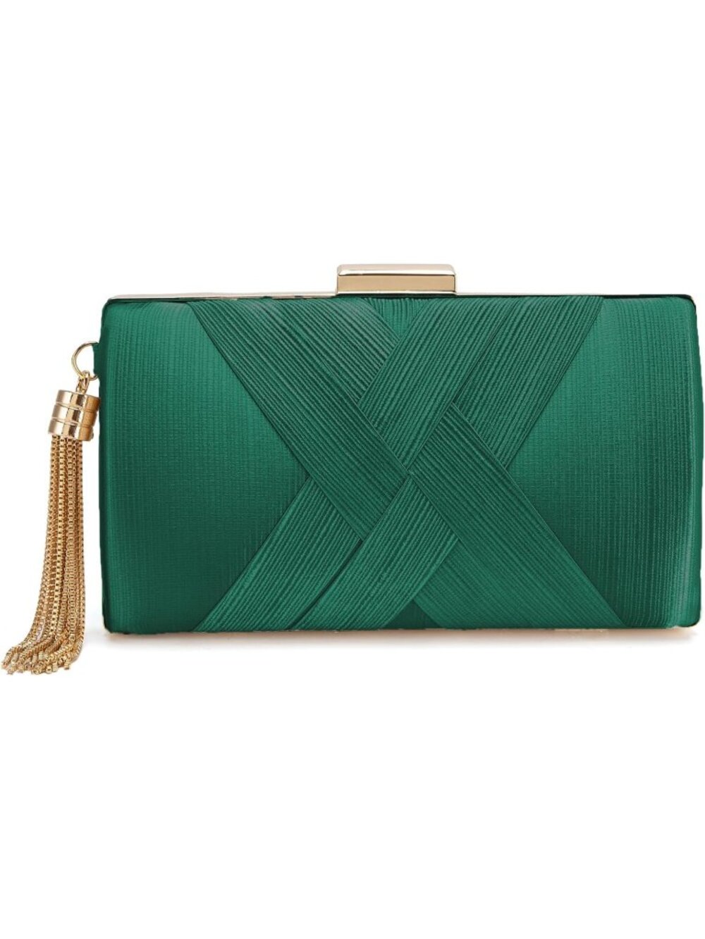 Women Green Gold Formal Clutch Purse Wedding Evening Crossbody Bag
